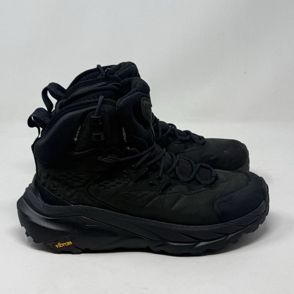 Hoka Kaha 2 GoreTex GTX Hiking Boots Womens 8.5 Black Leather Trail Vibram Lug